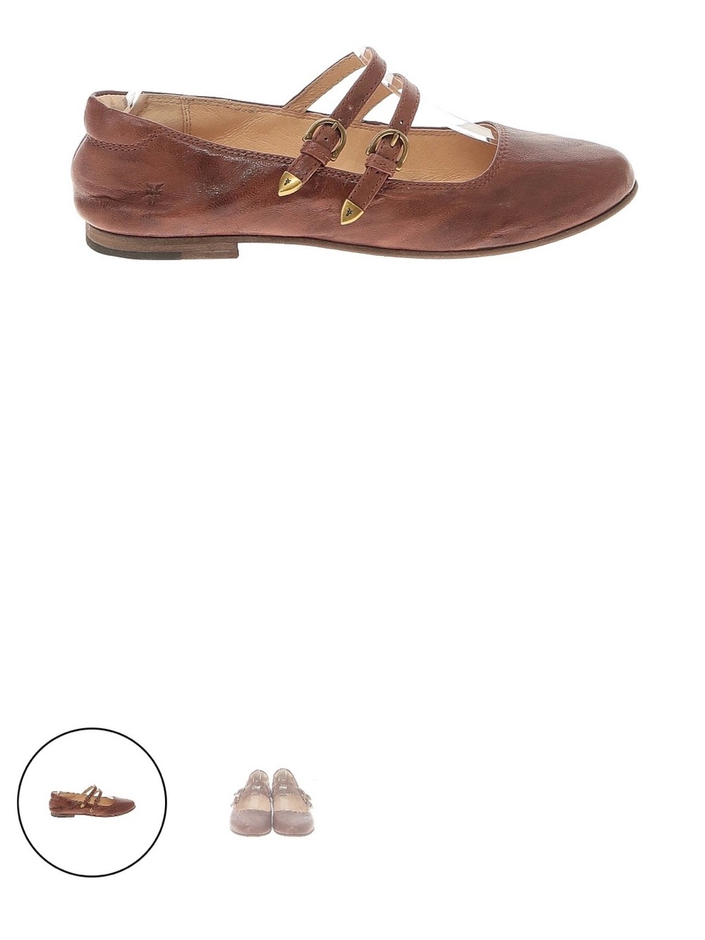 Frye Women's Brown Double-Strap Leather Mary Jane Flats